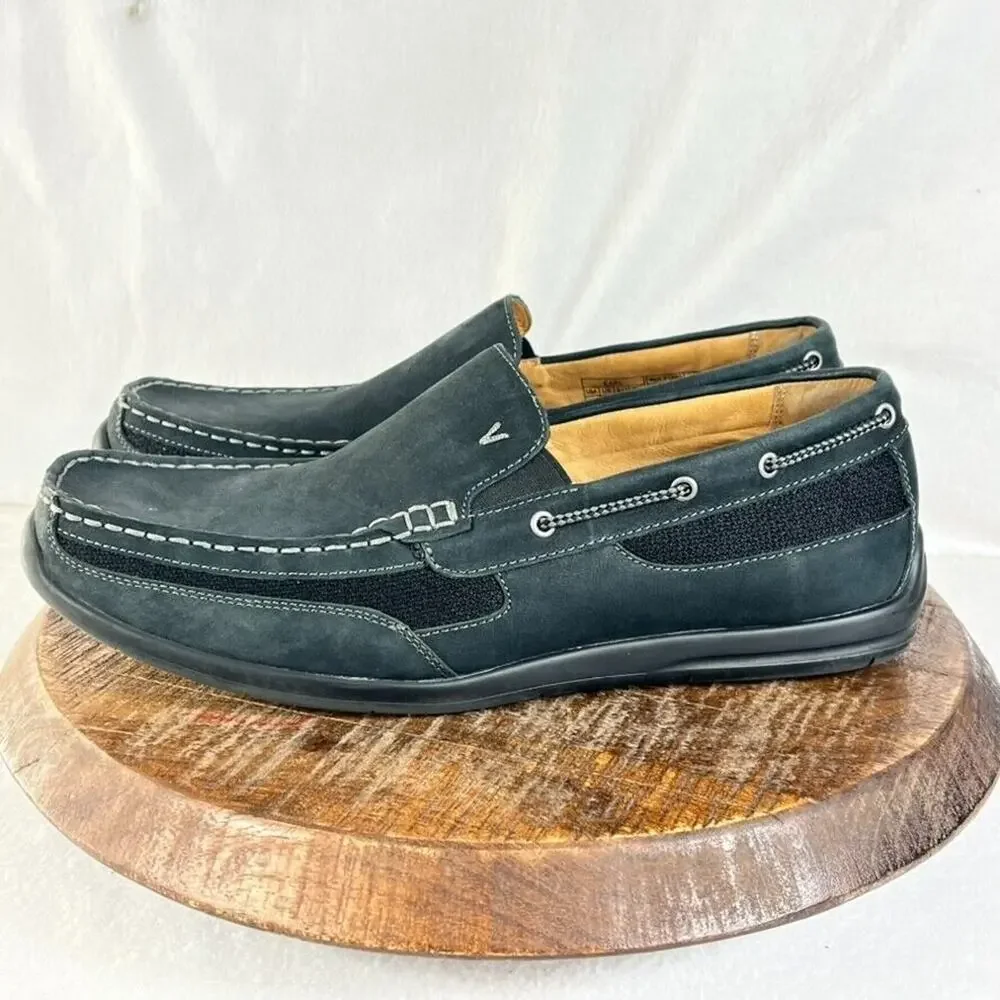 Vionic Shoes Mens Size 12 Earl Loafers Slip On Moc Toe Black Nubuck Leather